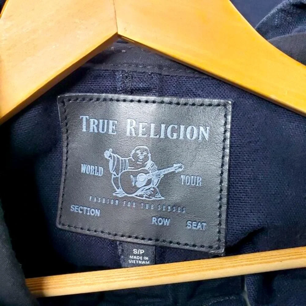 True Religion Canvas Trench Coat Men's Long‎  Weighted Weathered Navy Winter S